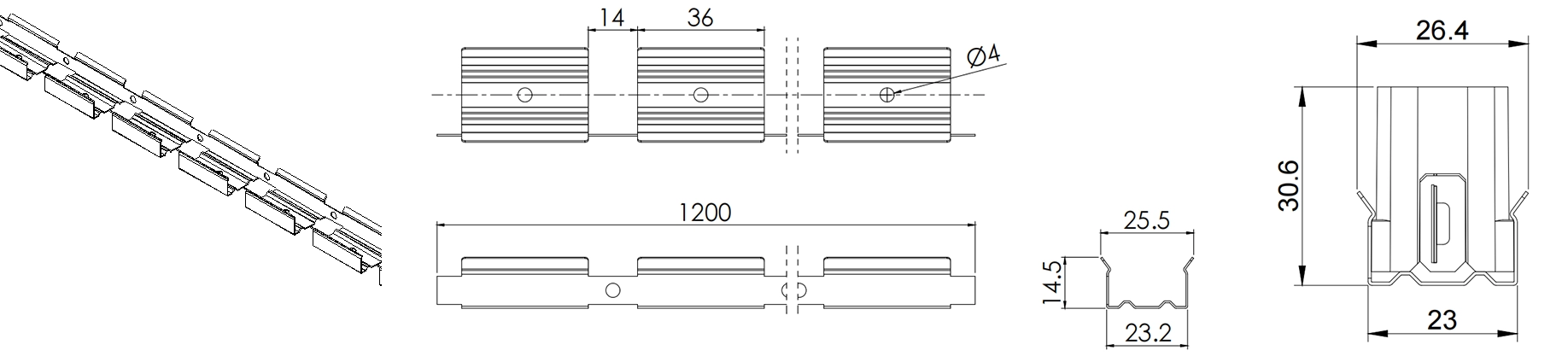 Tipo 1, catena di installazione in acciaio inossidabile (1,2 m per pezzo)