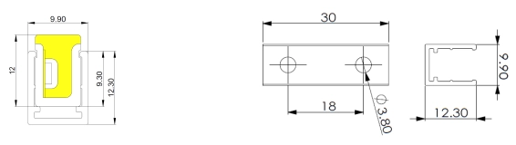 Profilo 9.1AL (1 metro/pz) e clip AL (30 mm/pz)